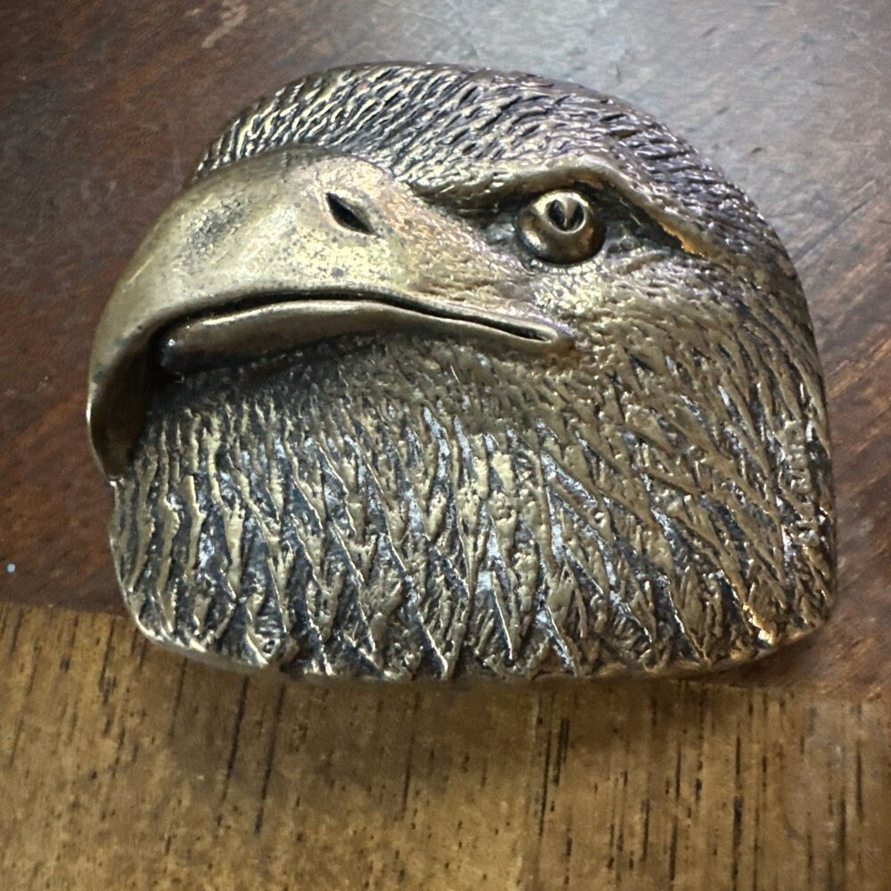 VTG 1970s BTS Bald Eagle's Head Solid brass Belt Buckle